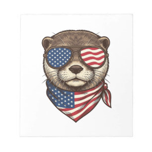 Patriotic Otter Vector Vintage Engraving Shirt Des Notepad