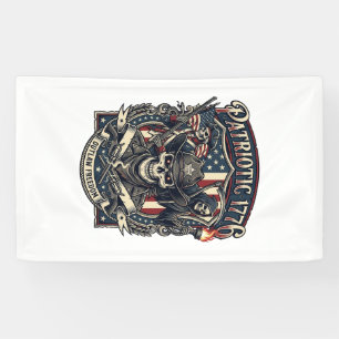 Patriotic Outlaw Skull Sheriff Dark Patriot Skelet Banner