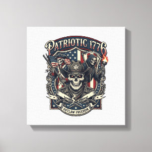 Patriotic Outlaw Skull Sheriff Dark Patriot Skelet Canvas Print