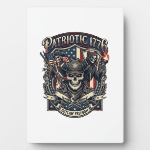 Patriotic Outlaw Skull Sheriff Dark Patriot Skelet Plaque