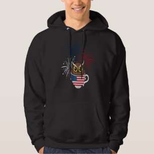 Patriotic Owl 4th Of July Animal American Flag Fir Hoodie