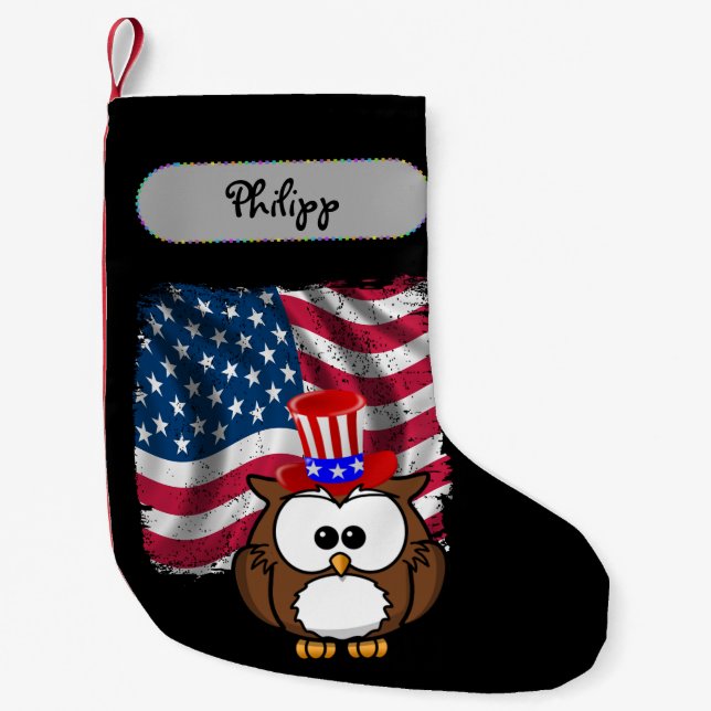 patriotic owl Christmas stocking (Front)