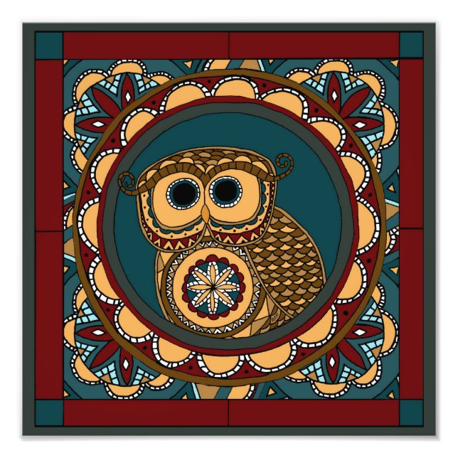 Patriotic Owl Mandala Photo Print (Front)