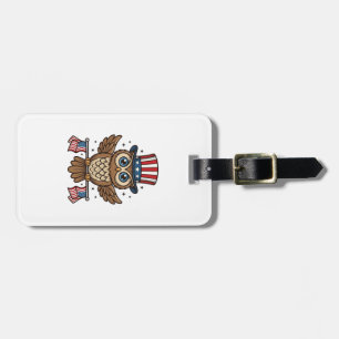 Patriotic Owl Vintage Engraving Graphic_1 Luggage Tag