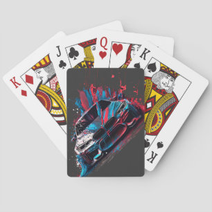 Patriotic Paint Splatter BMW Playing Cards