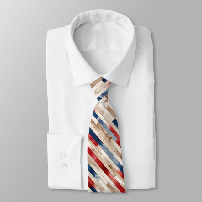 Patriotic Painted Planks  Tie (Tied)