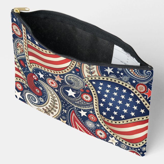 Patriotic Paisley  Accessory Pouch (Open)