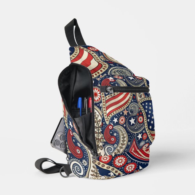 Patriotic Paisley  Sling Bag (Open)