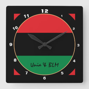 Patriotic Pan African Flag & Unia Symbol / design Square Wall Clock