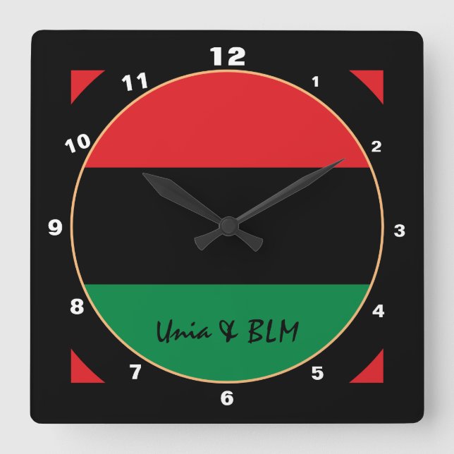 Patriotic Pan African Flag & Unia Symbol / design Square Wall Clock (Front)