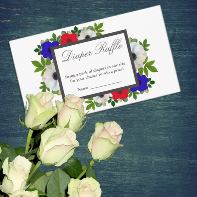 Patriotic Panda Anemone Baby Shower Diaper Raffle Enclosure Card (Creator Uploaded)