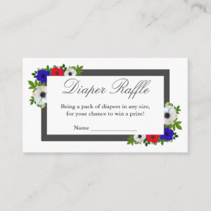 Patriotic Panda Anemone Baby Shower Diaper Raffle Enclosure Card