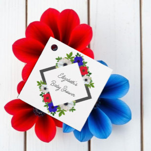 Patriotic Panda Anemone Baby Shower Favour Tags