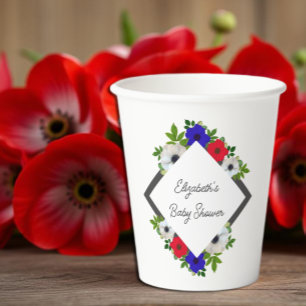 Patriotic Panda Anemone Baby Shower Paper Cups