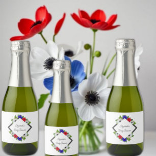 Patriotic Panda Anemone Baby Shower Sparkling Wine Label
