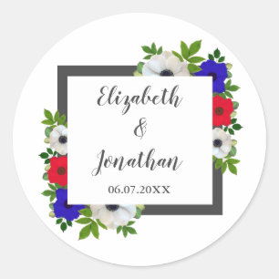Patriotic Panda Anemone Wedding Classic Round Sticker