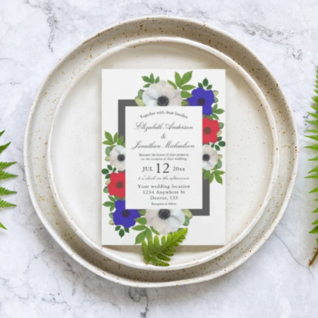 Patriotic Panda Anemone Wedding Invitation (Creator Uploaded)