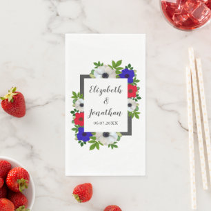 Patriotic Panda Anemone Wedding Napkin