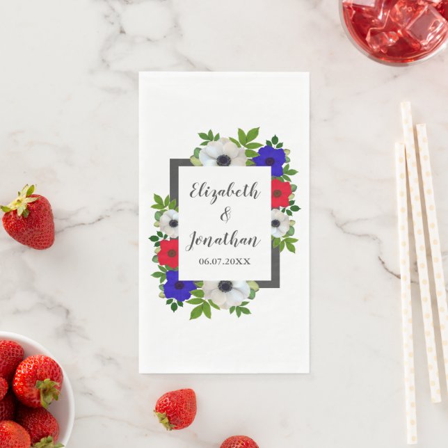 Patriotic Panda Anemone Wedding Napkin (Insitu)