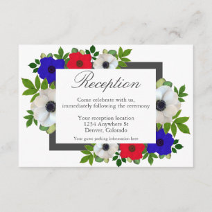 Patriotic Panda Anemone Wedding Reception Card