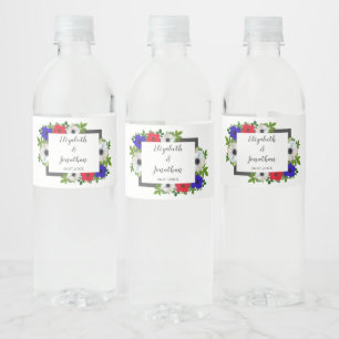 Patriotic Panda Anemone Wedding Water Bottle Label