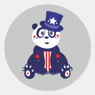 Patriotic Panda  Classic Round Sticker