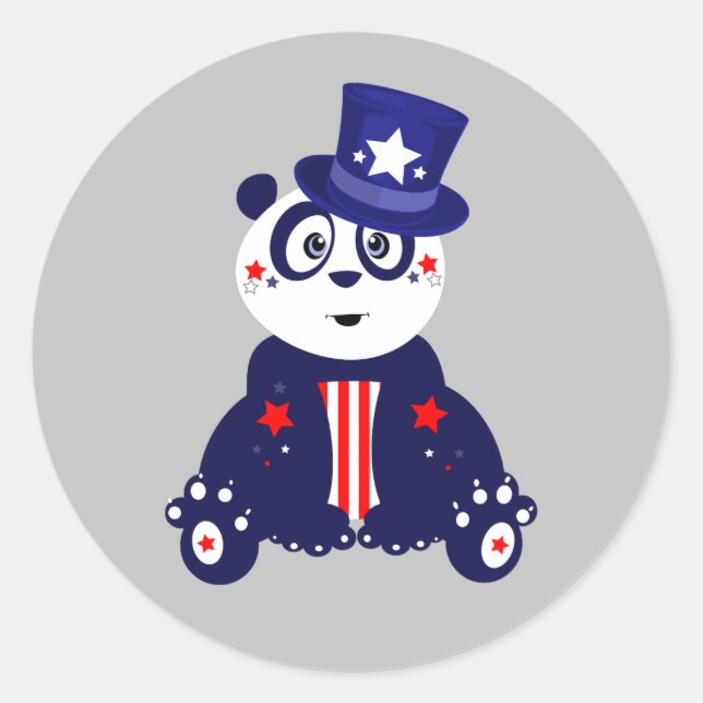 Patriotic Panda  Classic Round Sticker (Front)