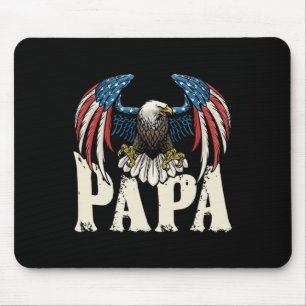 Patriotic Papa Bald Eagle Shirt Usa Flag 4th Of Ju Mouse Mat
