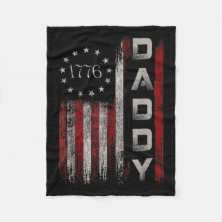 Patriotic Papa Flag Veteran Great Grandpa - Fleece Blanket