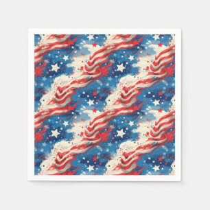 Patriotic Paper Napkins Red White and Blue Stars