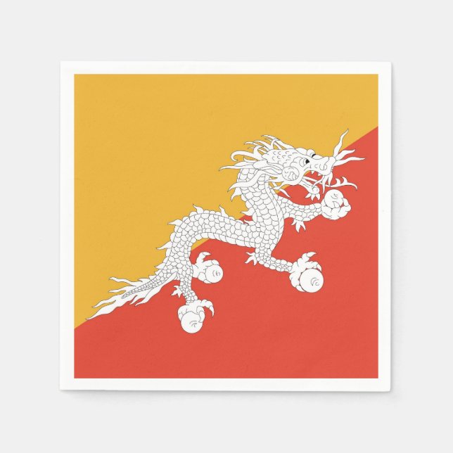 Patriotic paper napkins with flag of Bhutan (Front)