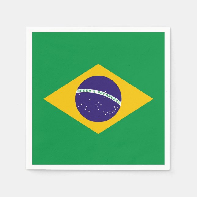 Patriotic paper napkins with flag of Brazil (Front)