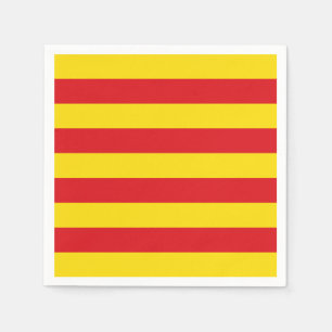Patriotic paper napkins with flag of Catalonia