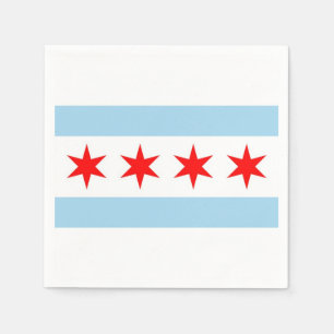 Patriotic paper napkins with flag of Chicago