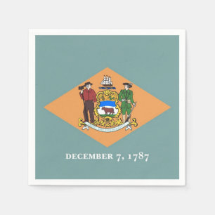 Patriotic paper napkins with flag of Delaware