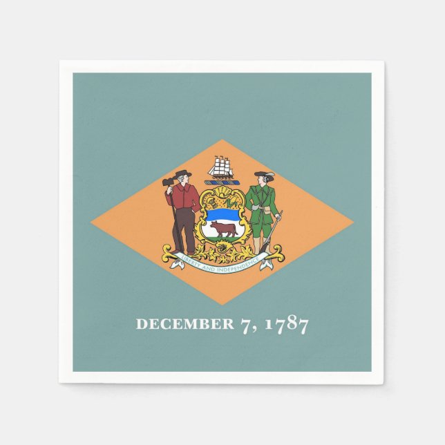Patriotic paper napkins with flag of Delaware (Front)