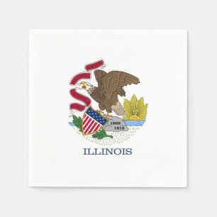 Patriotic paper napkins with flag of Illinois