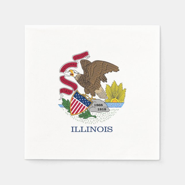 Patriotic paper napkins with flag of Illinois (Front)