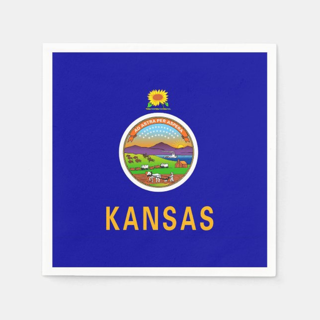 Patriotic paper napkins with flag of Kansas (Front)