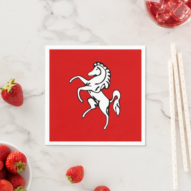 Patriotic paper napkins with flag of Kent, England (Insitu)