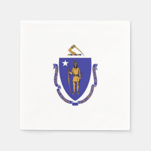 Patriotic paper napkins with flag of Massachusetts
