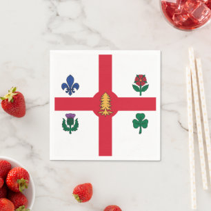 Patriotic paper napkins with flag of Montreal