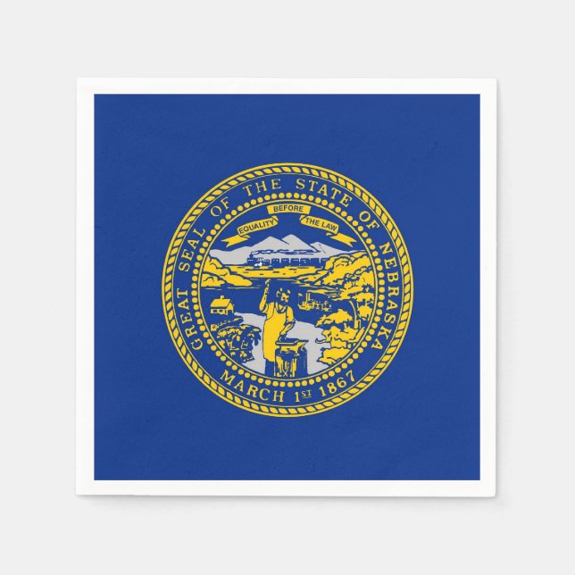 Patriotic paper napkins with flag of Nebraska (Front)