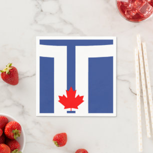 Patriotic paper napkins with flag of Toronto