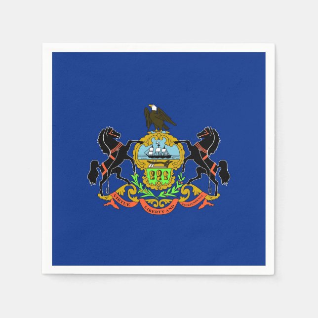 Patriotic paper napkins with Pennsylvania flag (Front)