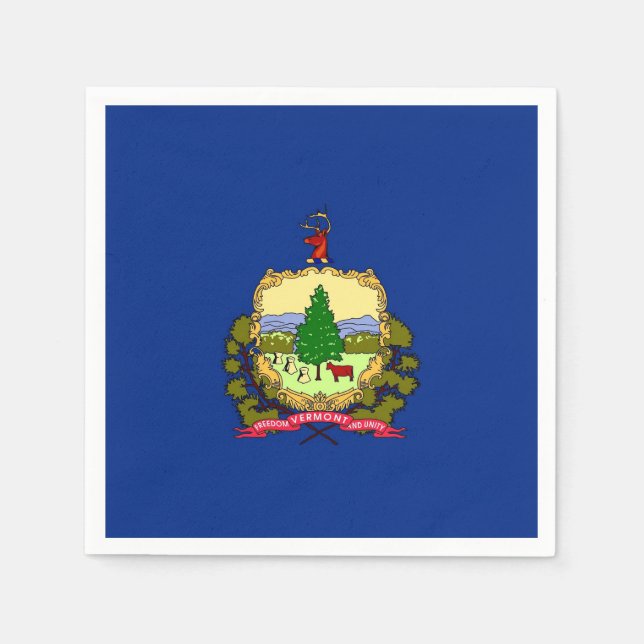 Patriotic paper napkins with Vermont flag (Front)