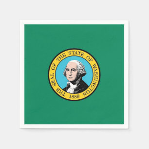 Patriotic paper napkins with Washington State flag