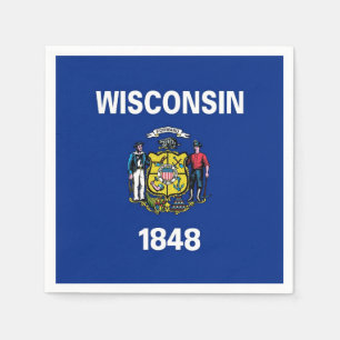 Patriotic paper napkins with Wisconsin flag