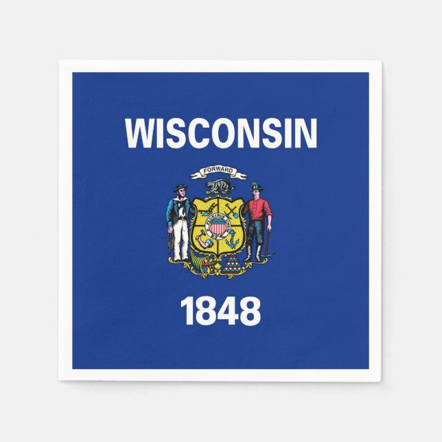 Patriotic paper napkins with Wisconsin flag (Front)