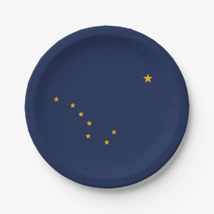 Patriotic paper plate with flag of Alaska.